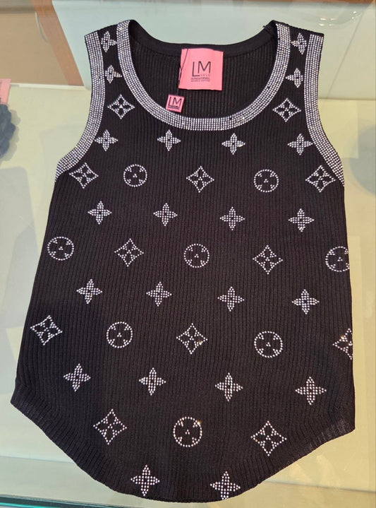 Top a costine con strass - Bianco o Nero