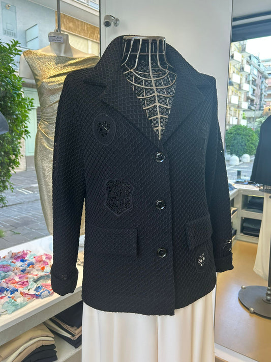 Blazer in 100% Cotone con Inserti Ricamati