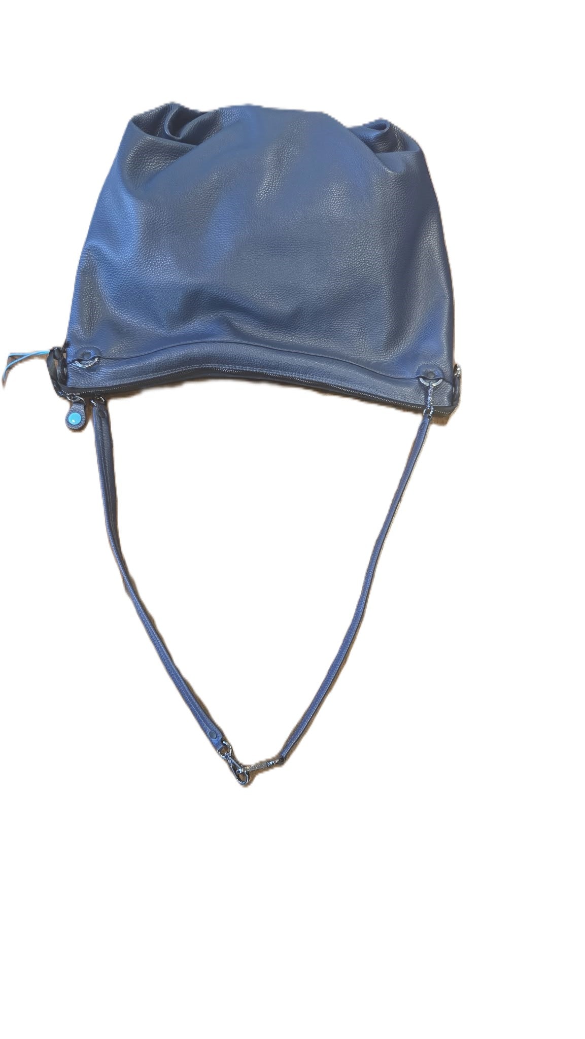 Borsa Grande in Pelle e Camoscio - Grigio, Beige, Blu