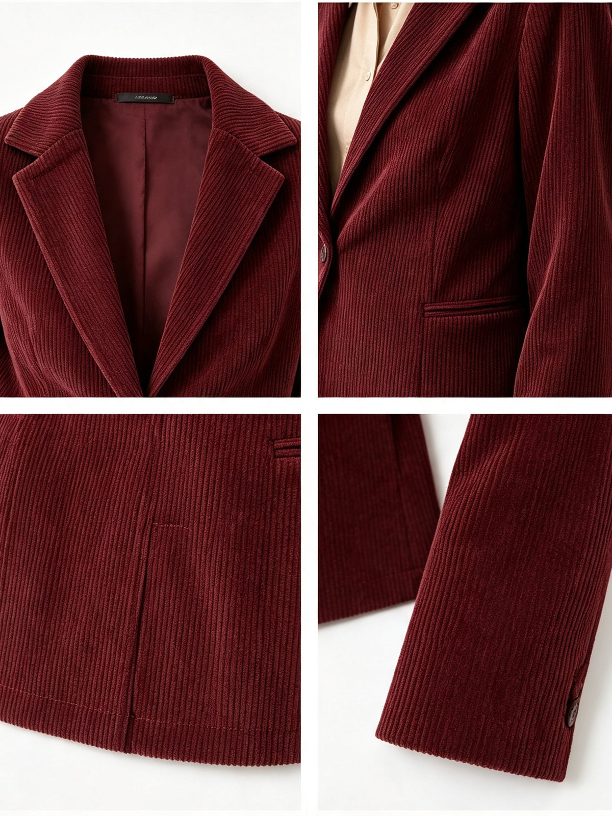 Giacca Blazer in Velluto a Coste - Bordeaux, Marrone