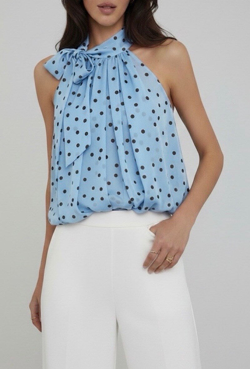 Top a Pois con Scollatura all'Americana