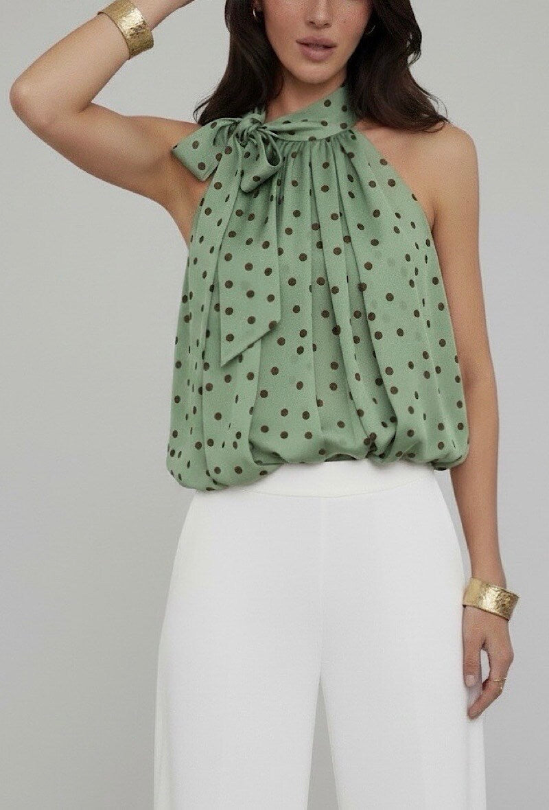 Top a Pois con Scollatura all'Americana