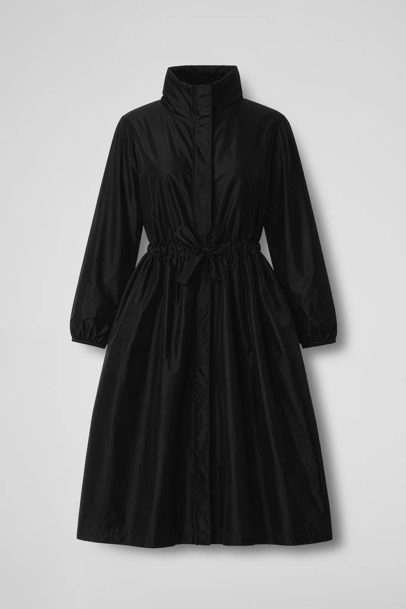Long taffeta trench coat - Blue, Black, Rust