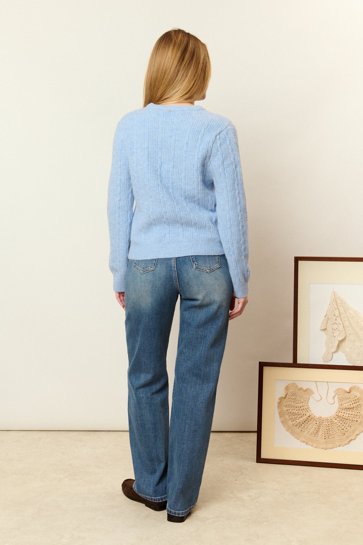 Cardigan in Maglia Intrecciata in Misto lana