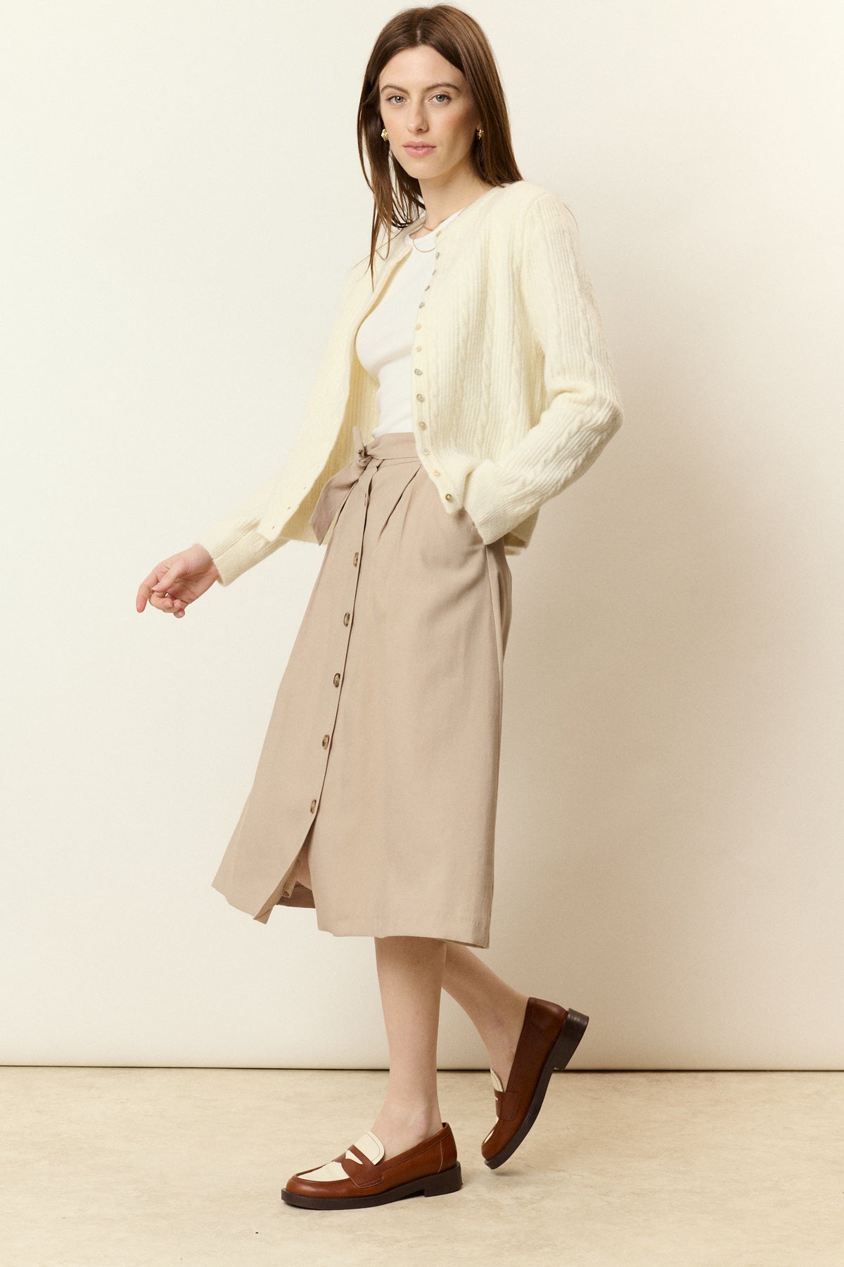 Cardigan in Maglia Intrecciata in Misto lana