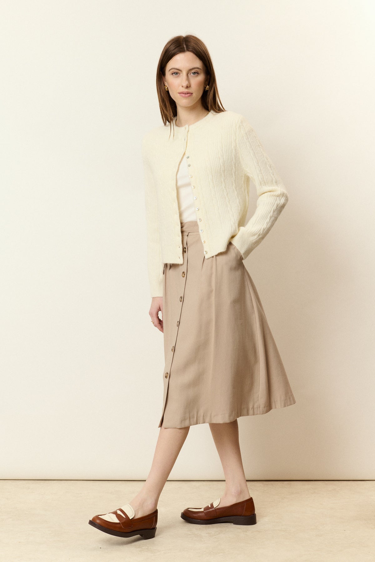 Cardigan in Maglia Intrecciata in Misto lana