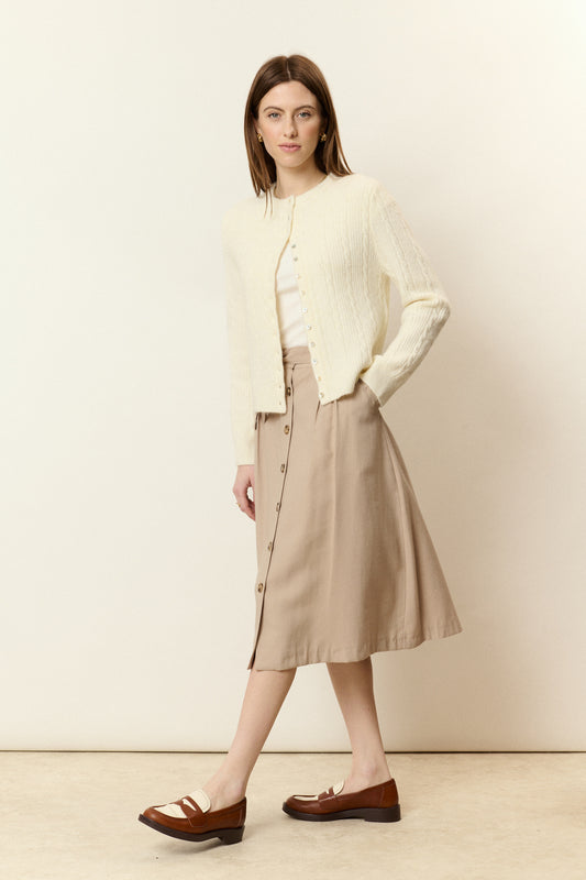 Cardigan in Maglia Intrecciata in Misto lana