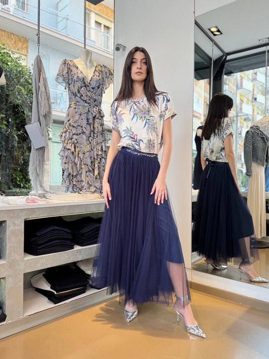 Maxi gonna blu in tulle