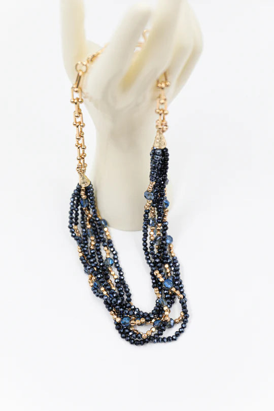 Multi-strand necklace - Blue, Burgundy or Bronze