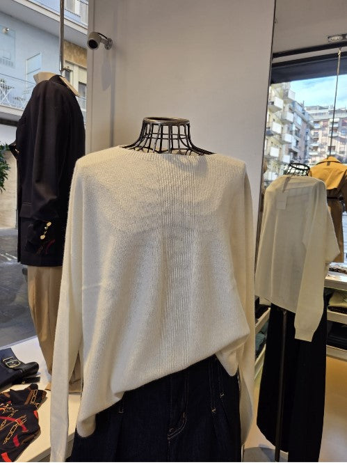 Maglia a girocollo in cashmere  Bianca