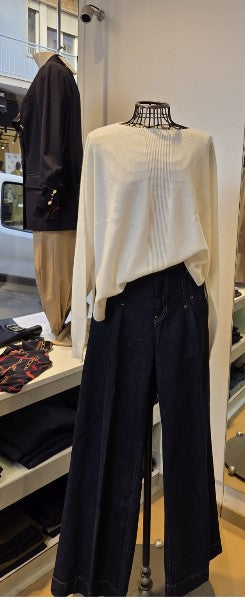 Maglia a girocollo in cashmere  Bianca