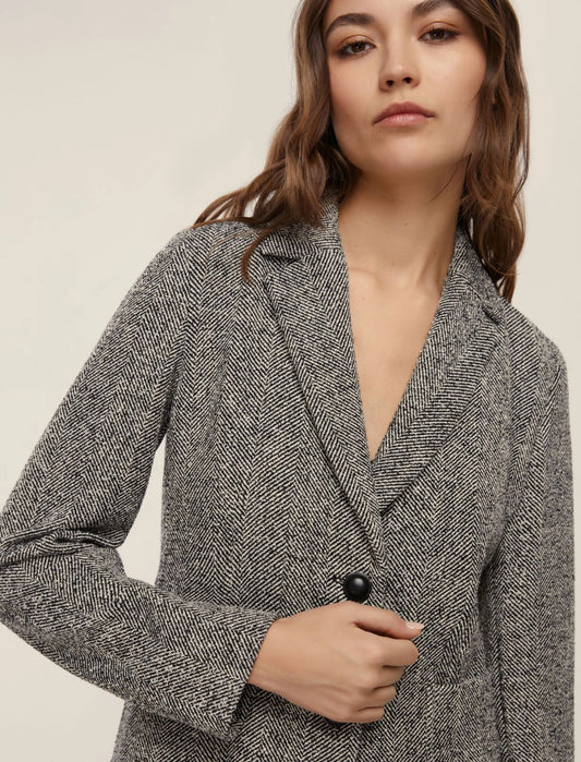 Giacca Blazer in Tweed Nero e Bianco