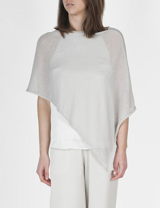 Poncho argentato in filo di misto cotone