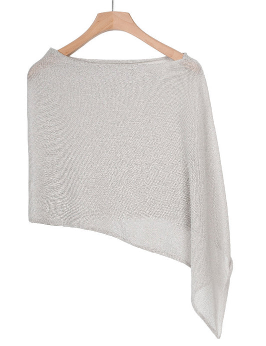Poncho argentato in filo di misto cotone