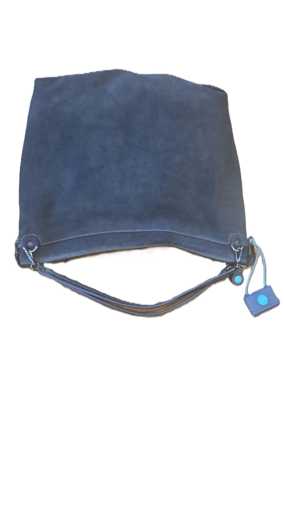 Borsa Grande in Pelle e Camoscio - Grigio, Beige, Blu