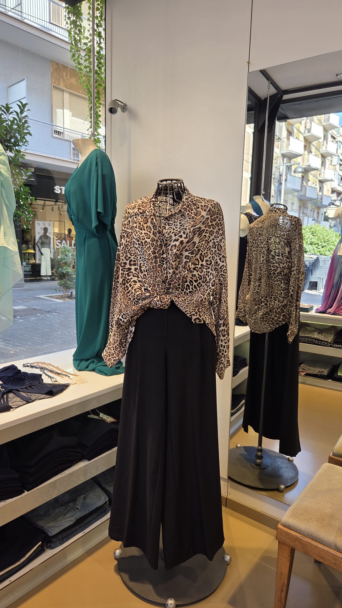 Camicia Oversize Leopardata a Manica Lunga
