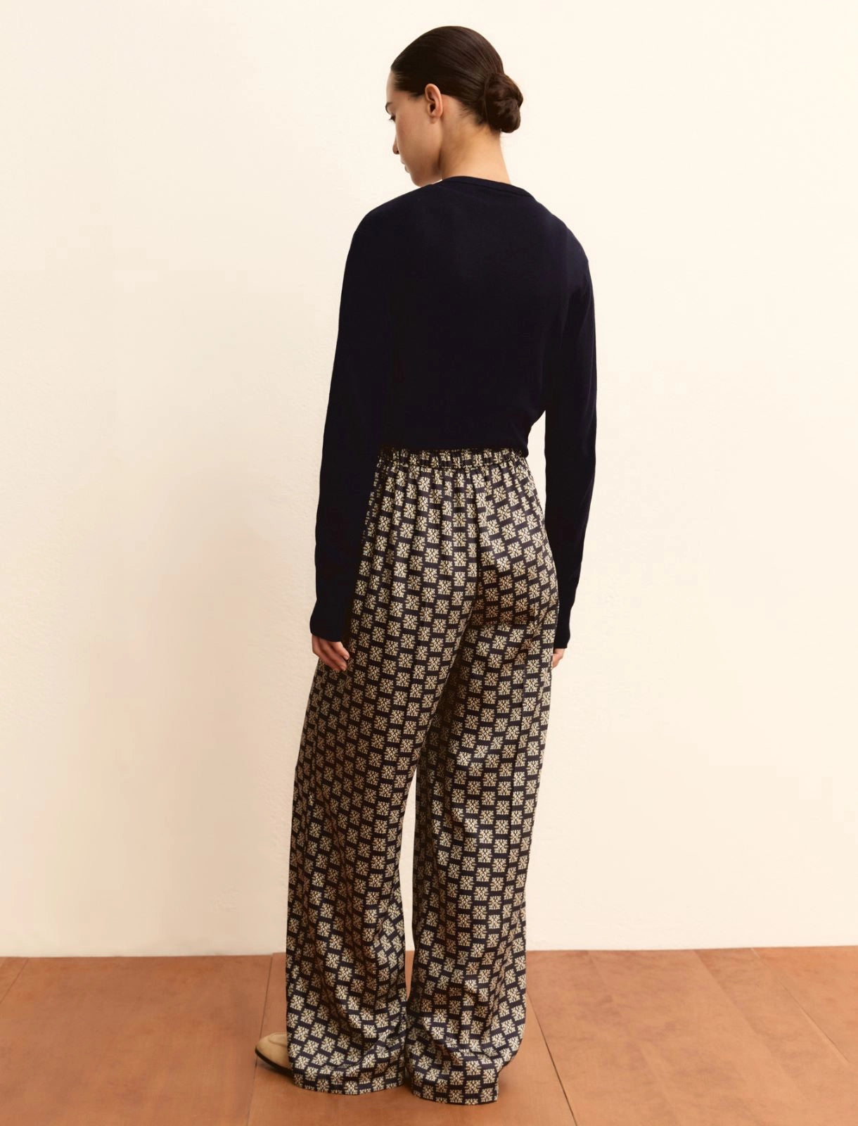 Pantalone in twill stampato blu