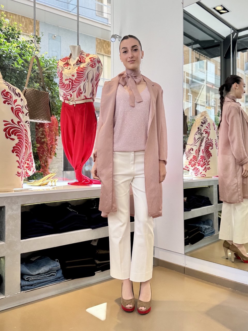 Soprabito in Organza Fluida con Cintura – Rosa Antico, Blu, Grigio