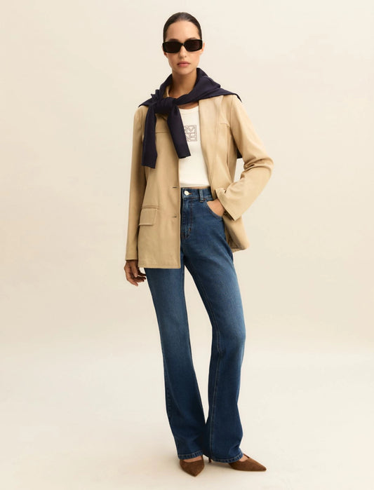 Blazer dal Taglio Morbido Effetto Scamosciato