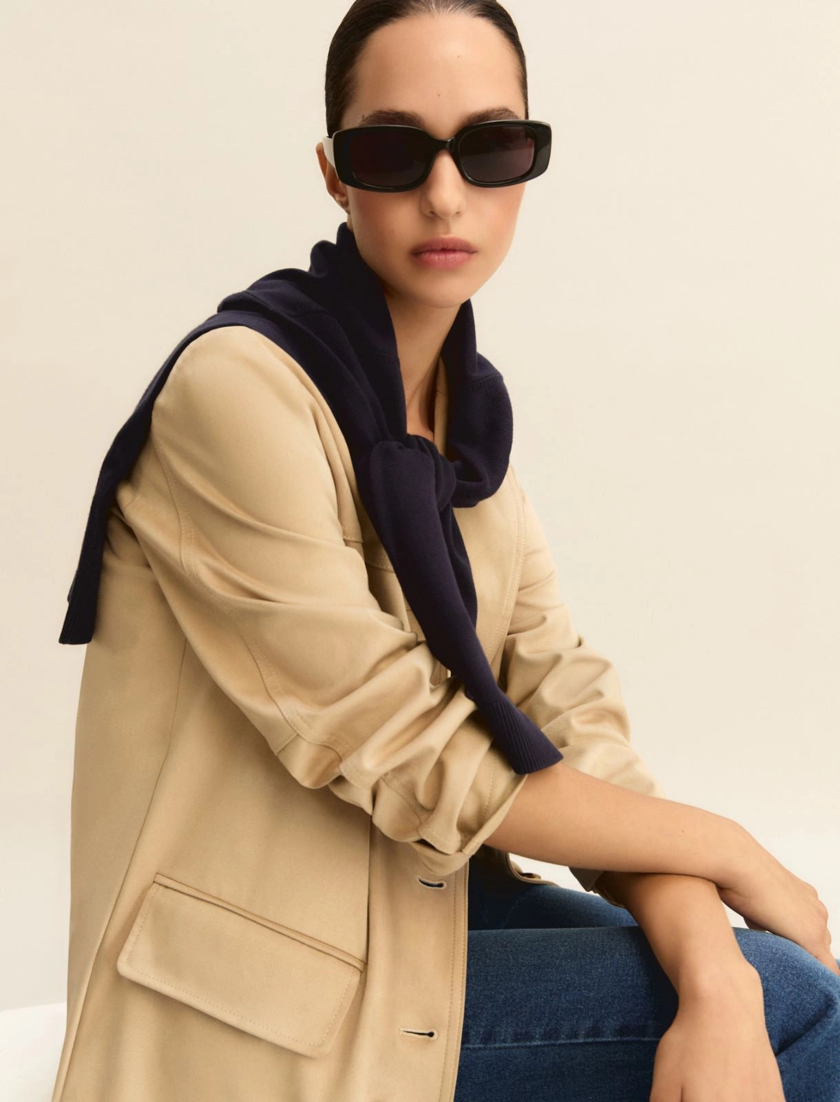 Blazer dal Taglio Morbido Effetto Scamosciato