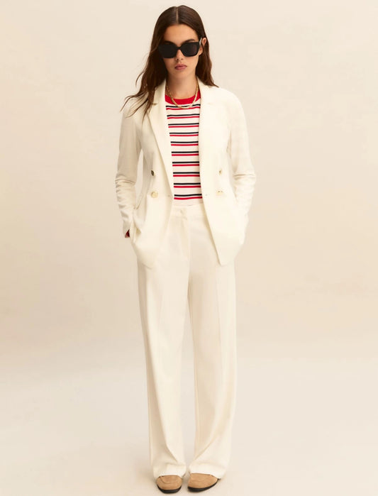 Giacca doppiopetto in jersey stretch - BIANCO