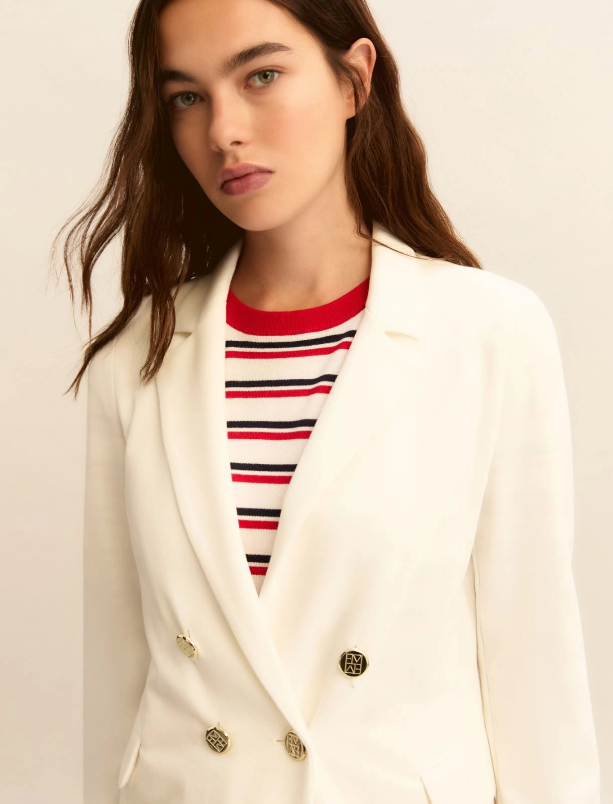 Giacca doppiopetto in jersey stretch - BIANCO