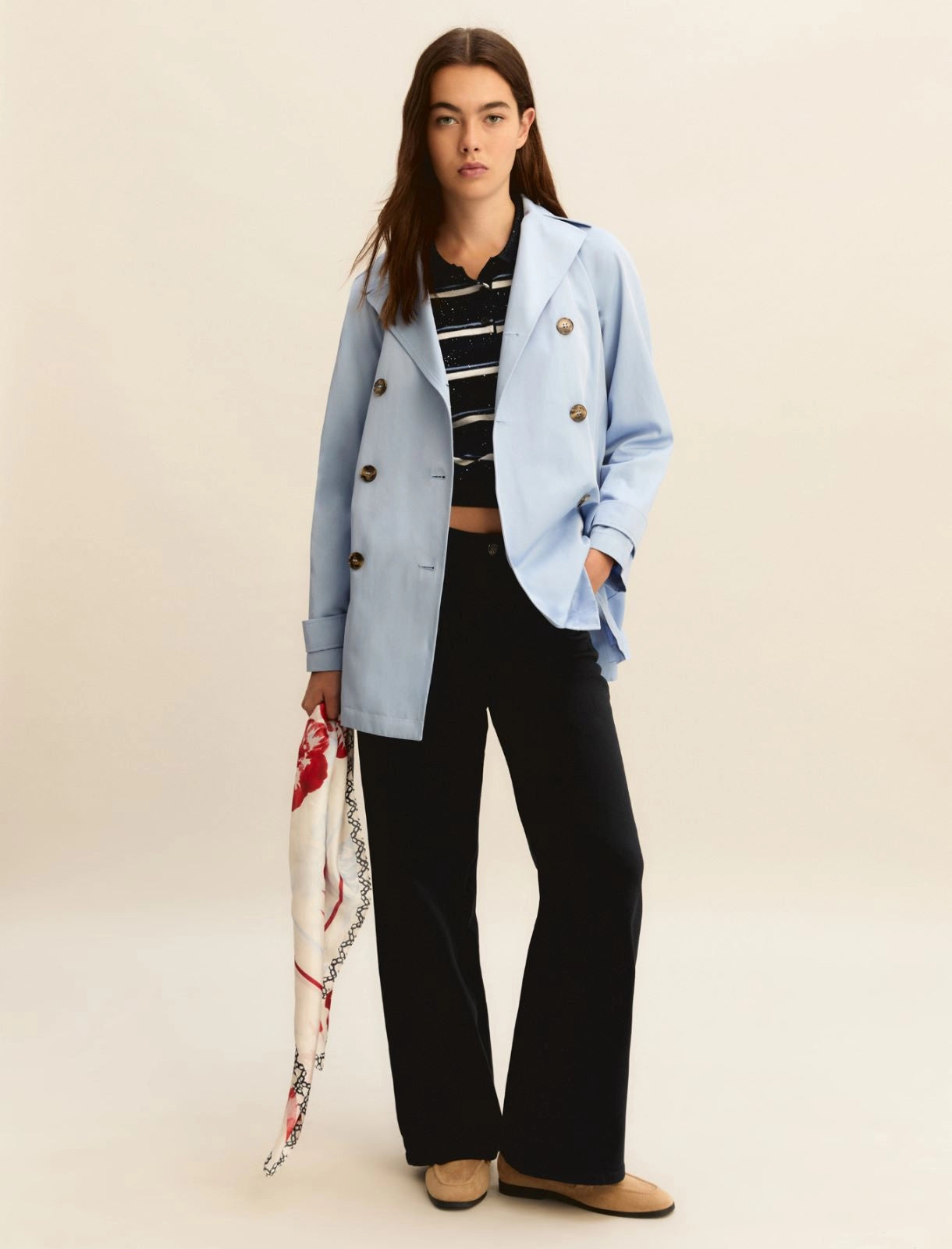 Pantalone Jeans 5 tasche dritto in gabardina stretch - Blu o Bianco