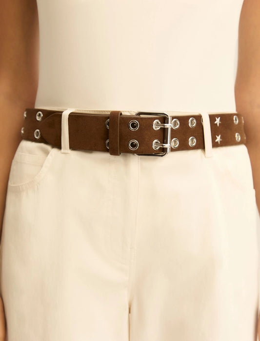 Cintura con Borchie alta cm 4 - Effetto Scamosciato