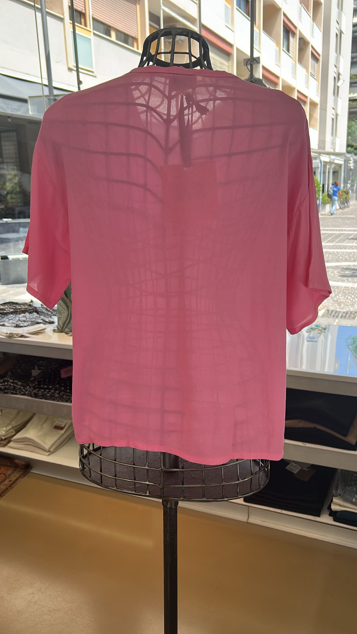 Blusa Essenziale in Misto Viscosa e Rayon - Rosa, Turchese
