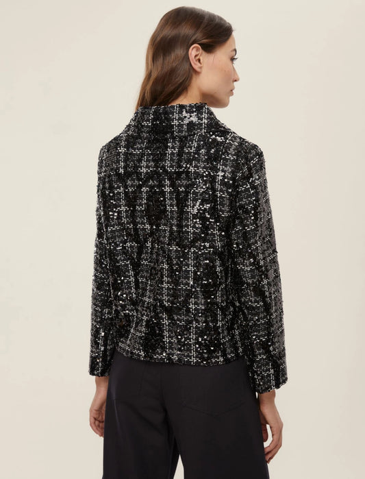 Giacca corta in paillettes con colletto