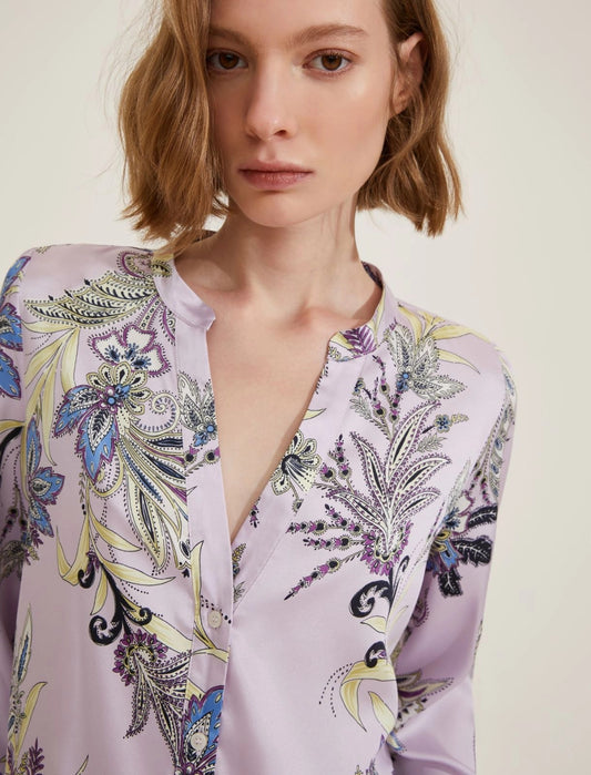 Camicia lilla in twill stampato