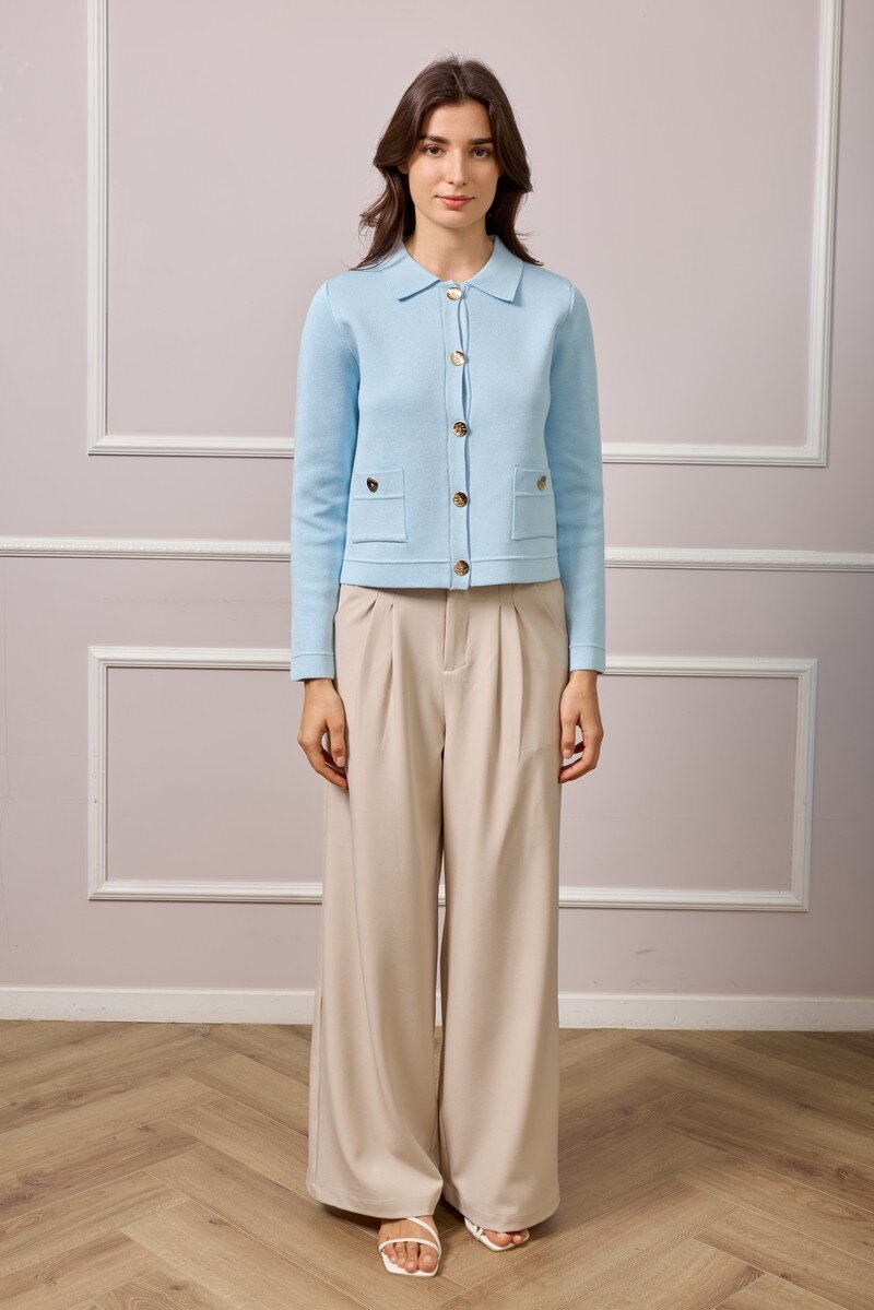 Cardigan in Maglia di Viscosa - Panna
