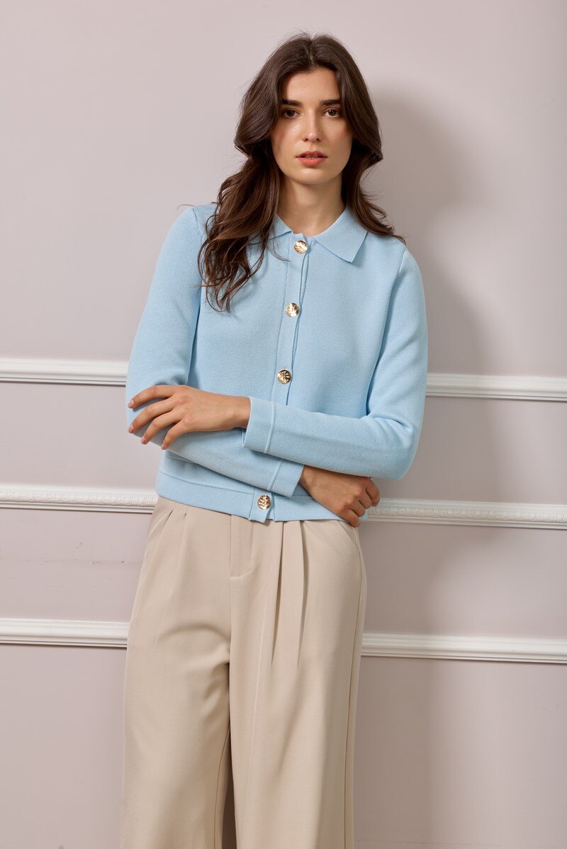 Cardigan in Maglia di Viscosa - Panna