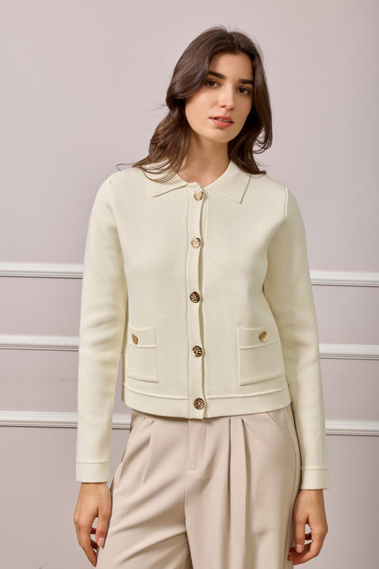 Cardigan in Maglia di Viscosa - Panna