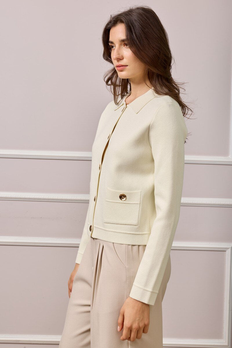 Cardigan in Maglia di Viscosa - Panna