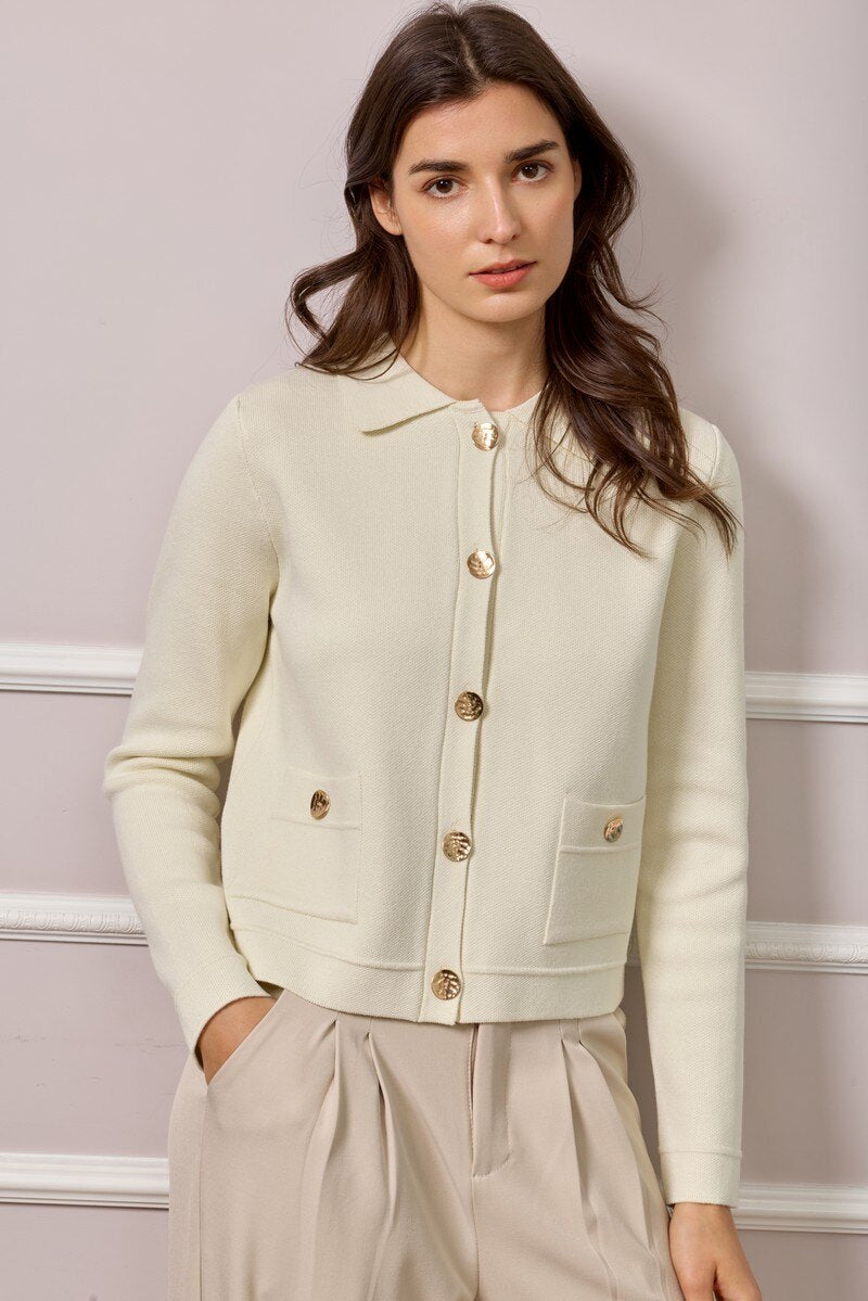 Cardigan in Maglia di Viscosa - Panna