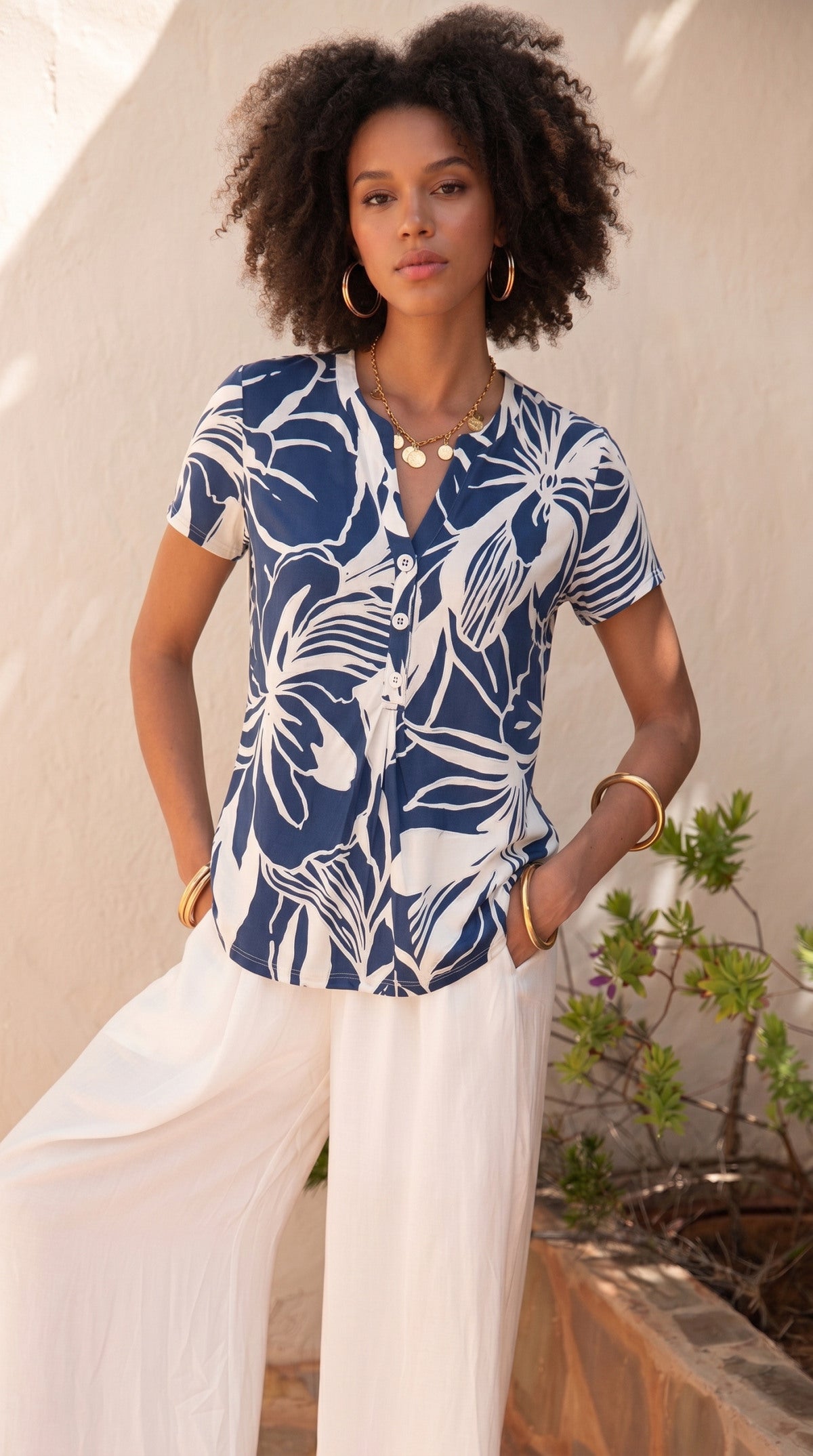 T-Shirt in Jersey Stampato - Verde, Tortora, Blu