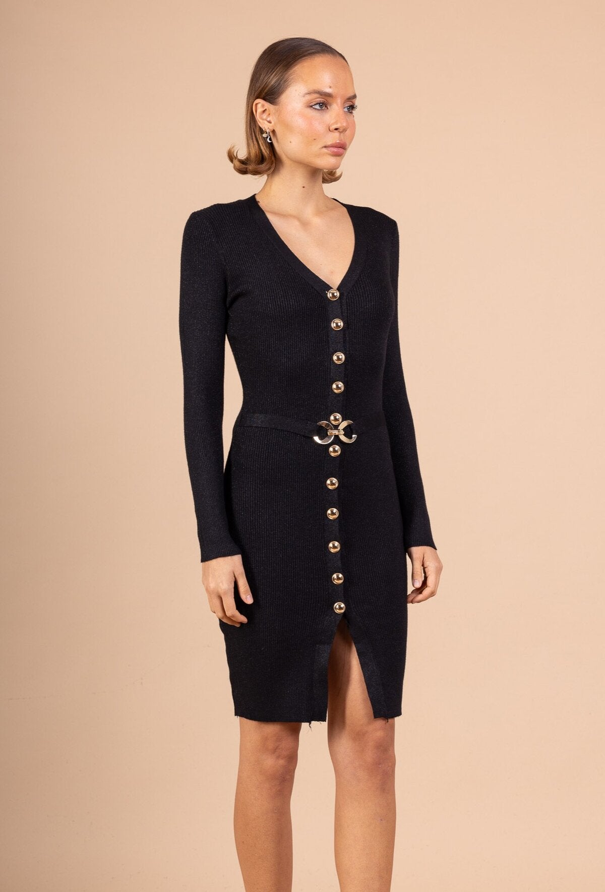 Abito in maglia a coste con lurex - verde