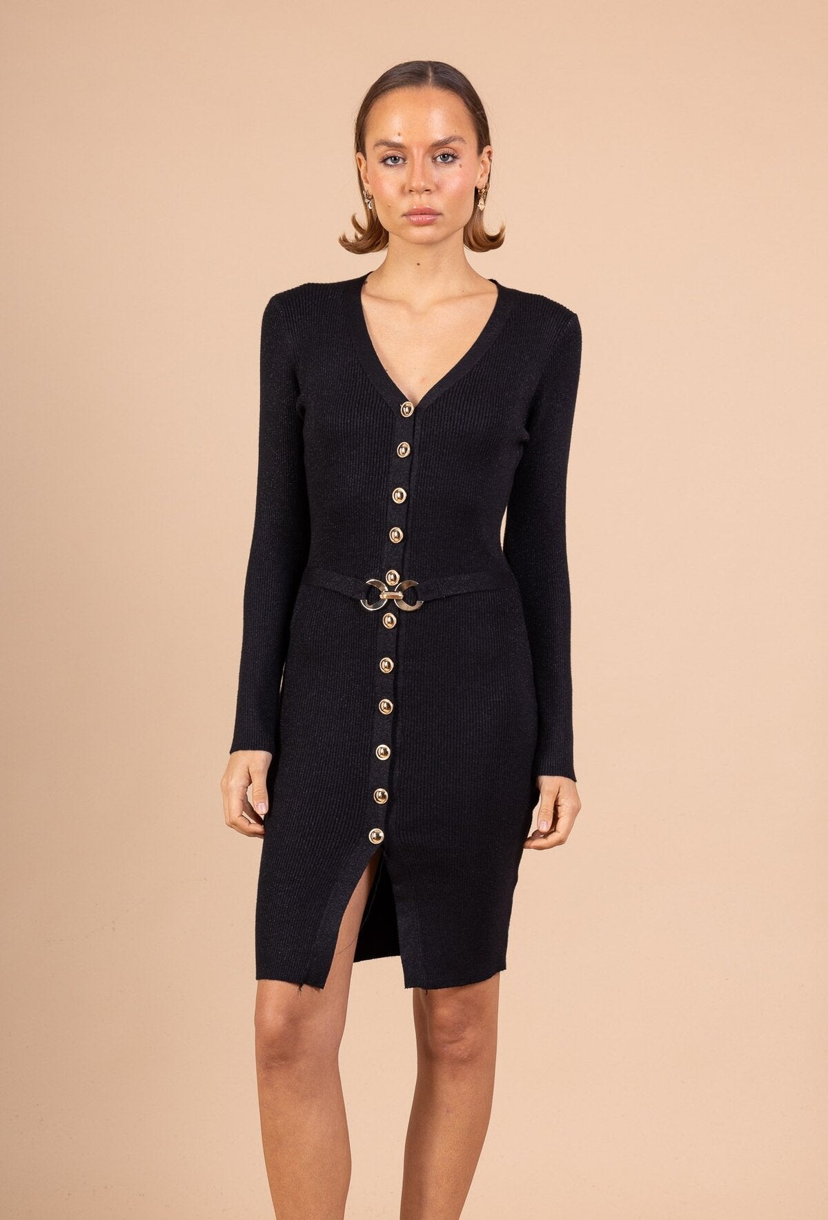 Abito in maglia a coste con lurex - verde