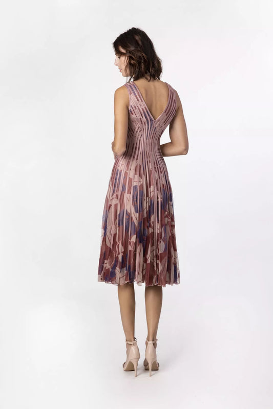 Abito Rosa Cipria in Tulle e raso con Scollo a V