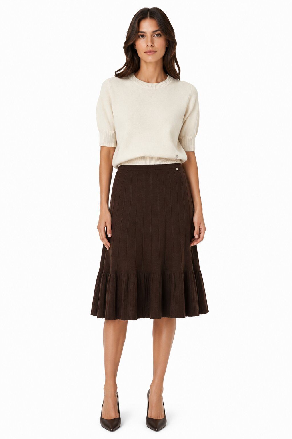 Gonna in Maglia con Balzina - Nera, Marrone