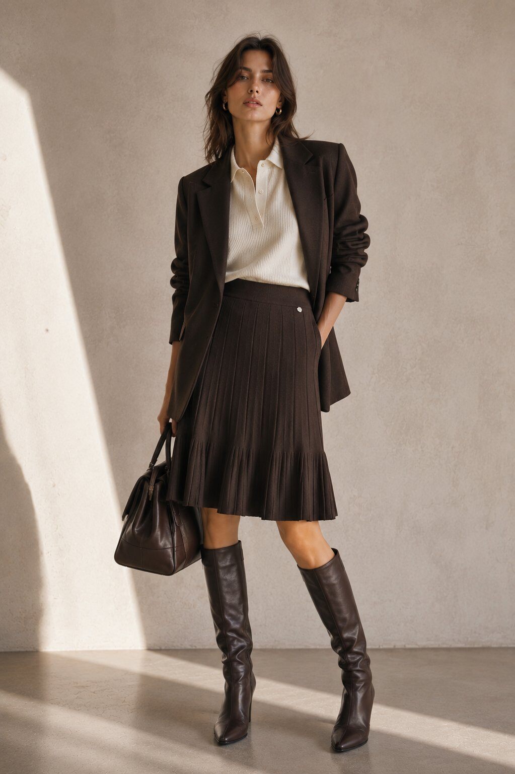 Gonna in Maglia con Balzina - Nera, Marrone