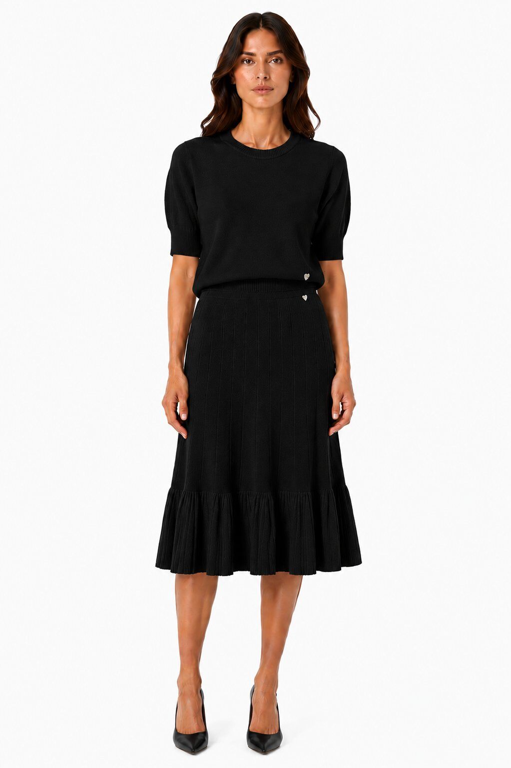 Gonna in Maglia con Balzina - Nera, Marrone