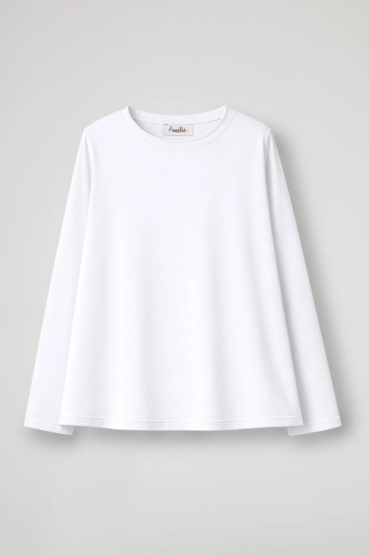 T-Shirt in cotone a maniche lunghe - Bianca, Nero, Verde Militare