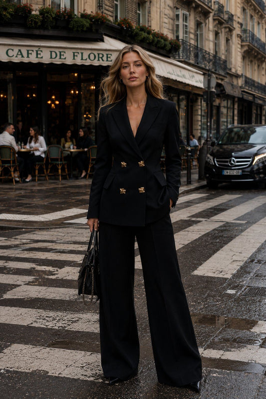 Tailleur Pantalone a Gamba Larga dal Taglio Sartoriale