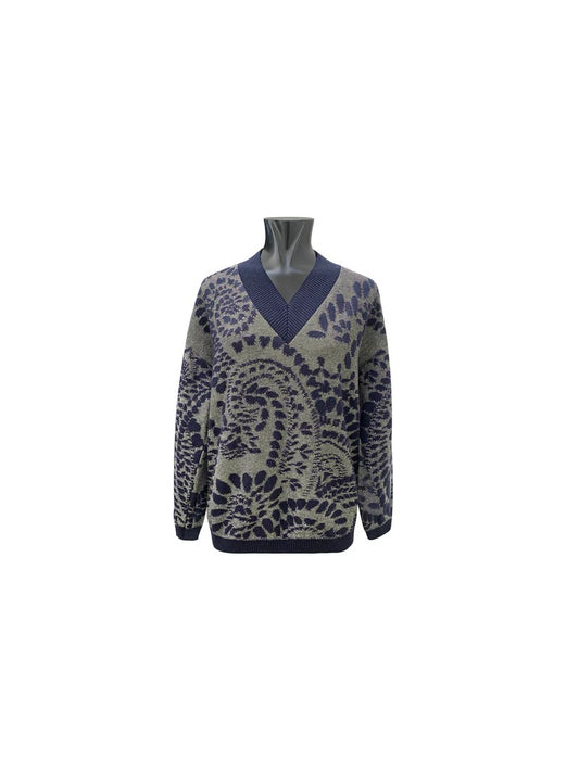 Maglia jacquard blu e oro