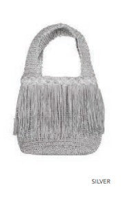 Lamé and fringed handbag