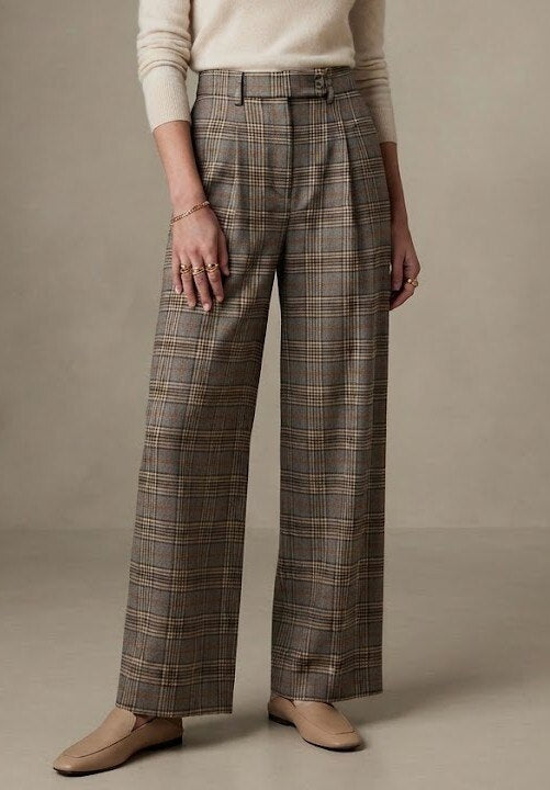 Pantaloni a Quadri con Pinces