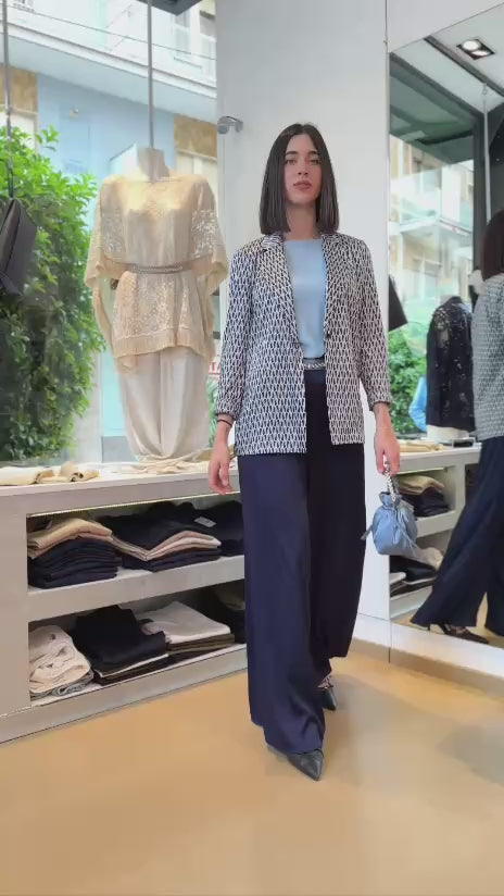 Giacca dritta in twill in microfantasia