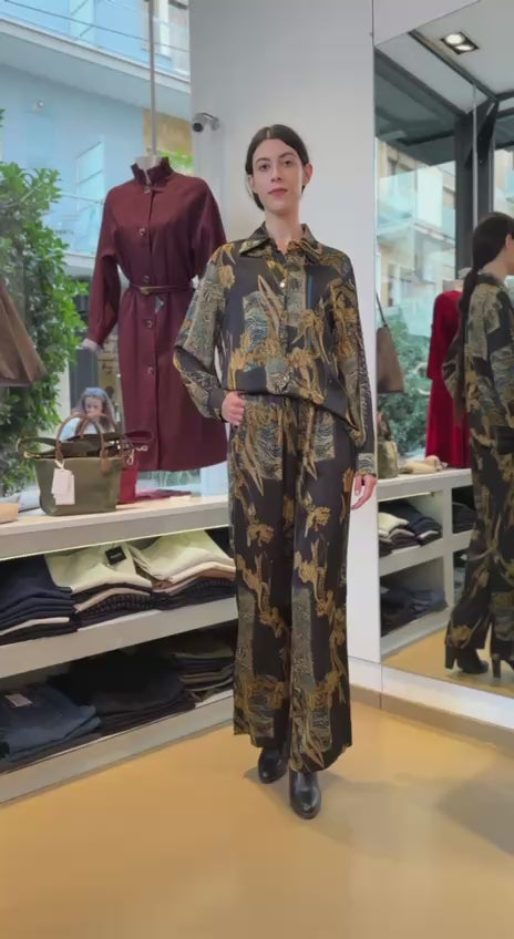 Completo Pantalone in Raso Stampa "Fondo Marino"